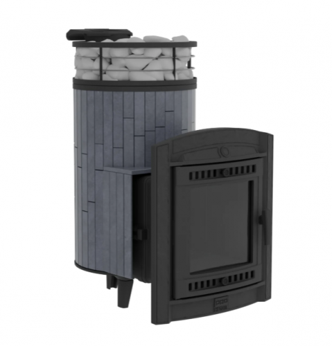1 Печь банная Атмосфера L Серый велюр ламель+сетка с тоннелем ПроМеталл