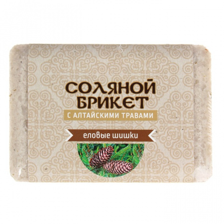 Соляной брикет "Соляная баня" с Алтайскими травами "Еловые шишки", вес 1,35 кг (БТ)